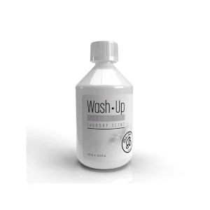 Witte fles wasparfum Boles d'olor Wash Up Pure Ozone, met witte schroefdop en een etiket met Wash Up, Pure Ozone en Laundry Scent