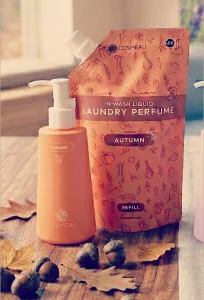 Cosmeau Wasparfum Herfst, flesje met pompje van 250 ml naast de navulzak van 500 ml